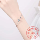 925 Sterling Silver Crystal Charm Bangles For Women Bracelet &Bangle