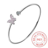 925 Silver Crystal Charm Bangles For Women Bracelet & Bangle