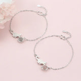 925 Silver Crystal Cat Bead Charm Bracelet Gift