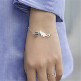 925 Silver Cat Crystal Bead Bracelet for Women Gift