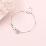 925 Silver Crystal Cat Bead Charm Bracelet Gift