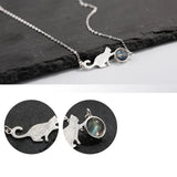 925 Silver Crystal Cat Bead Charm Bracelet Gift