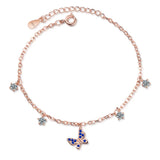 925 Silver Crystal Charm Bracelet CZ Butterfly Wedding Gift