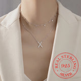 925 Silver Crystal Cross Bead Charm Pendant Necklace Wedding Jewelry Gift