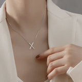 925 Silver Crystal Cross Bead Charm Pendant Necklace Wedding Jewelry Gift