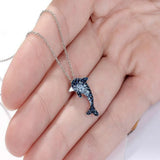 925 Silver Crystal Dolphin Necklace for Women S-N313