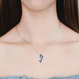 925 Silver Crystal Dolphin Necklace for Women S-N313