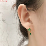 925 Silver Crystal Flower Zircon Hoop Earrings Fringe Pendientes