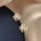 925 Silver Crystal Clover Earrings Wedding Jewelry
