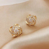 925 Silver Crystal Clover Earrings Wedding Jewelry
