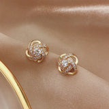 925 Silver Crystal Clover Earrings Wedding Jewelry