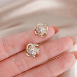 925 Silver Crystal Clover Earrings Wedding Jewelry
