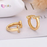 925 Silver Crystal Clover Hoop Earrings, Japanese Style