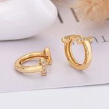 925 Silver Crystal Clover Hoop Earrings, Japanese Style