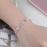 925 Silver Crystal Heart Charm Bracelet For Women Gift