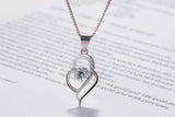 925 Silver Crystal Heart Charm Pendant Necklace Romantic Wedding Jewelry