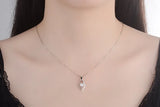 925 Silver Crystal Heart Charm Pendant Necklace Romantic Wedding Jewelry