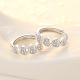 925 Silver Crystal Heart Stud Earrings Prevent Allergy
