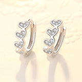 925 Silver Crystal Heart Stud Earrings Prevent Allergy