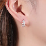 925 Silver Crystal Heart Stud Earrings Prevent Allergy
