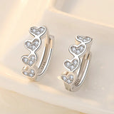 925 Silver Crystal Heart Stud Earrings Prevent Allergy