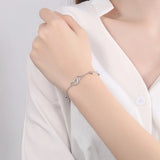 925 Silver Crystal Heart Tassel Bracelet Women Minimalist Jewelry
