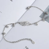 925 Silver Crystal Heart Tassel Bracelet Women Minimalist Jewelry