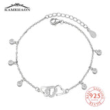 925 Silver Crystal Heart Tassel Bracelet Women Minimalist Jewelry