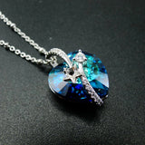 925 Silver Crystal Heart Necklace Wedding Jewelry For Women