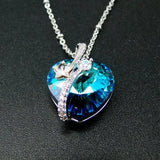 925 Silver Crystal Heart Necklace Wedding Jewelry For Women