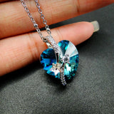 925 Silver Crystal Heart Necklace Wedding Jewelry For Women