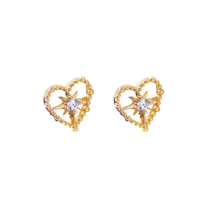 925 Silver Crystal Heart Stud Earrings for Women Girls