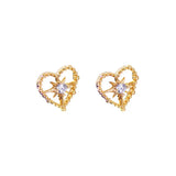 925 Silver Crystal Heart Stud Earrings for Women Girls