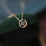 925 Silver Crystal Hexagram Moon Choker Necklace Pendant 14K Plated