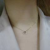 925 Silver Crystal Hexagram Moon Choker Necklace Pendant 14K Plated