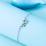 925 Silver Crystal Star Charm Bracelet Women Gift