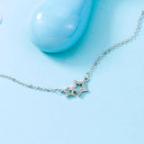 925 Silver Crystal Star Charm Bracelet Women Gift