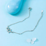 925 Silver Crystal Star Charm Bracelet Women Gift
