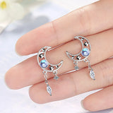 925 Silver Crystal Moon Jewelry Set Necklace Earrings