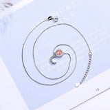 925 Silver Crystal Moon Pendant Necklace Wedding Jewelry