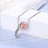 925 Silver Crystal Moon Pendant Necklace Wedding Jewelry