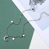925 Silver Crystal Moon Star Charm Bracelet Women Jewelry Gift
