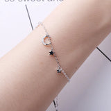 925 Silver Crystal Moon Star Charm Bracelet Women Jewelry Gift