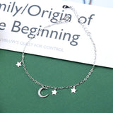 925 Silver Crystal Moon Star Charm Bracelet Women Jewelry Gift