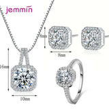 925 Silver Crystal Bridal Jewelry Set for Women