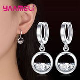 925 Silver Crystal Necklace Earrings Set - Water Pool Dress Jewelry