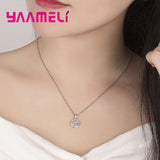 925 Silver Crystal Necklace Earrings Set - Water Pool Dress Jewelry