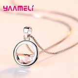 925 Silver Crystal Necklace Earrings Set - Water Pool Dress Jewelry
