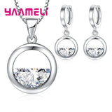 925 Silver Crystal Necklace Earrings Set - Water Pool Dress Jewelry