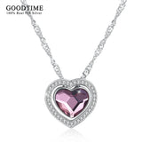 925 Silver Crystal Necklaces Double Heart Pendant Austrian Rhinestone Jewelry